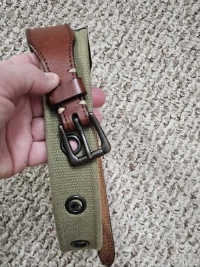 Athleta Olive Canvas and Brown Leather Belt